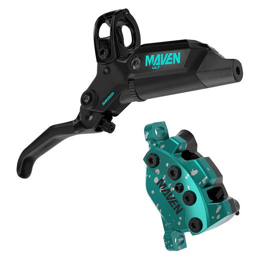SRAM Maven Ultimate Stealth Expert Disc Brake Kit - Front/Rear Levers Front/Rear Teal Splatter Calipers Adapters Rotors Bleed Kit A1