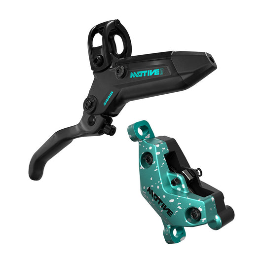 SRAM Motive Ultimate Stealth Expert Disc Brake Kit - Front/Rear Levers Front/Rear Teal Splatter Calipers Adapters Rotors Bleed Kit A1
