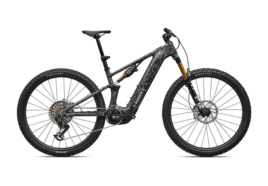 2026 Specialized Levo R S-Works Bike Gloss Shadow Silver Blended Speckle Over Carbon / Silver Dust S2