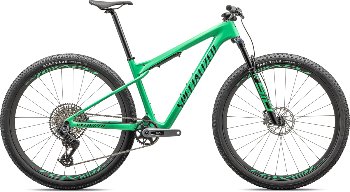 Epic World Cup Expert - SRAM GX AXS, RockShox Select+ - Gloss Electric Green / Forest Green Pearl / XS
