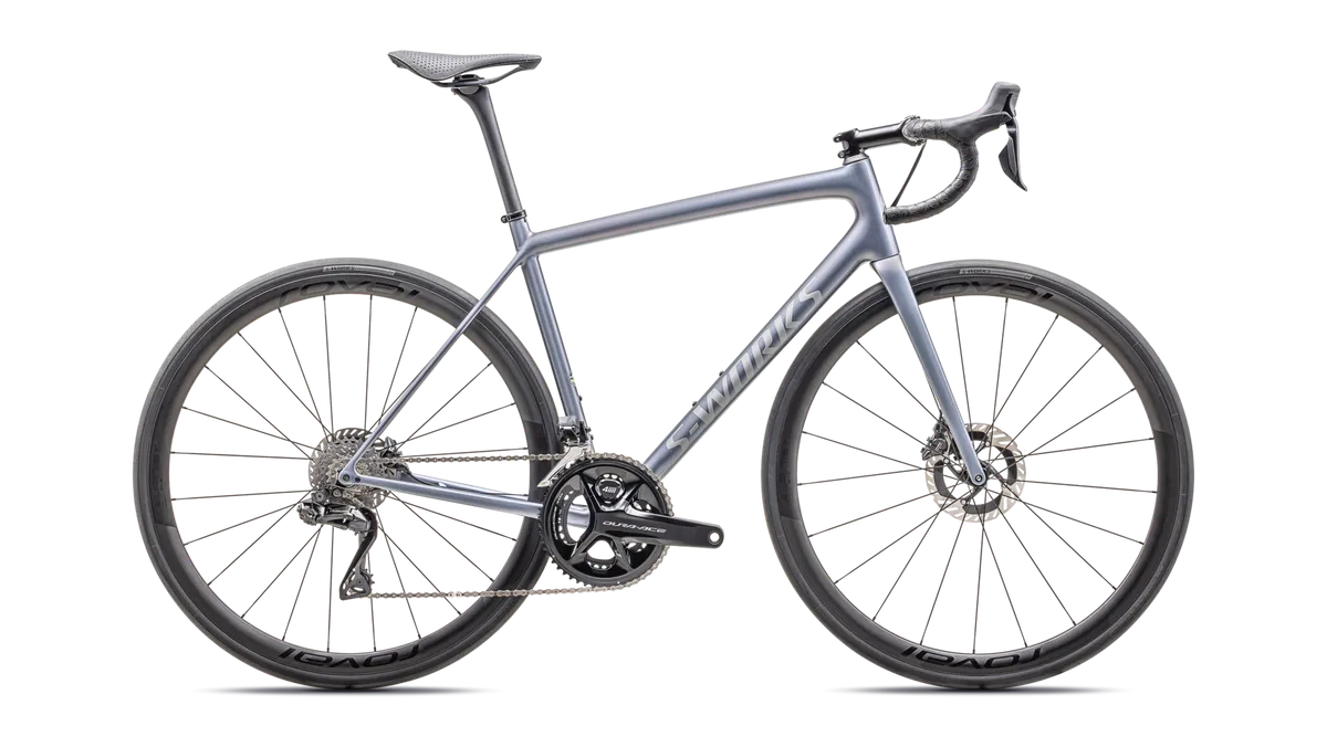 S-Works Aethos - Shimano Dura-Ace Di2 - Gloss Glacial Metallic / Red To Gold Pearl / Satin Silver Dust / 49