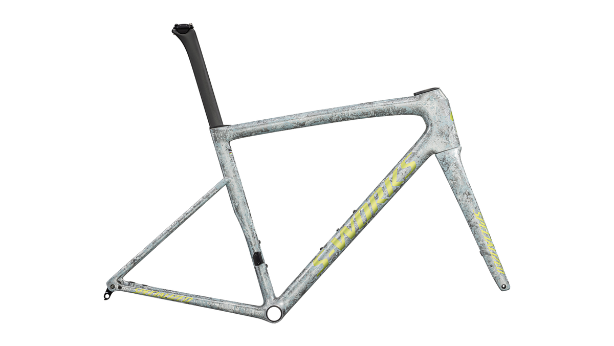 S-Works Tarmac SL8 Frameset - FACT 12R Carbon - Satin Liquid Silver / Multi-Color Dry Impasto / Gloss Team Yellow Tint / 44