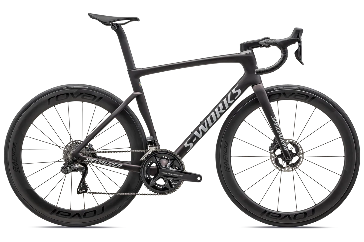 S-Works Tarmac SL7 - Shimano Dura-Ace Di2 - SATIN RED ONYX GRANITE OVER BLACK / METALLIC WHITE SILVER / 44