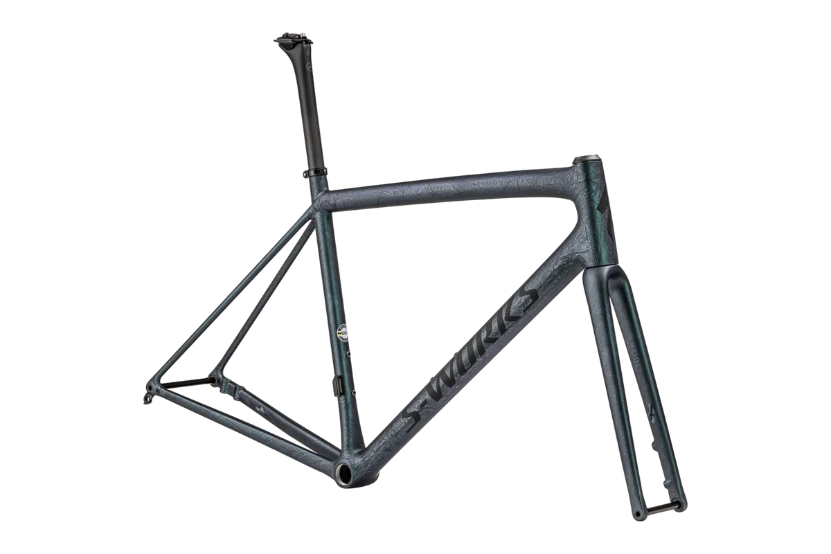 S-Works Aethos Frameset - FACT 12R Carbon - SATIN OIL GRANITE OVER METALLIC DEEP LAKE / WHITE SAGE / 49