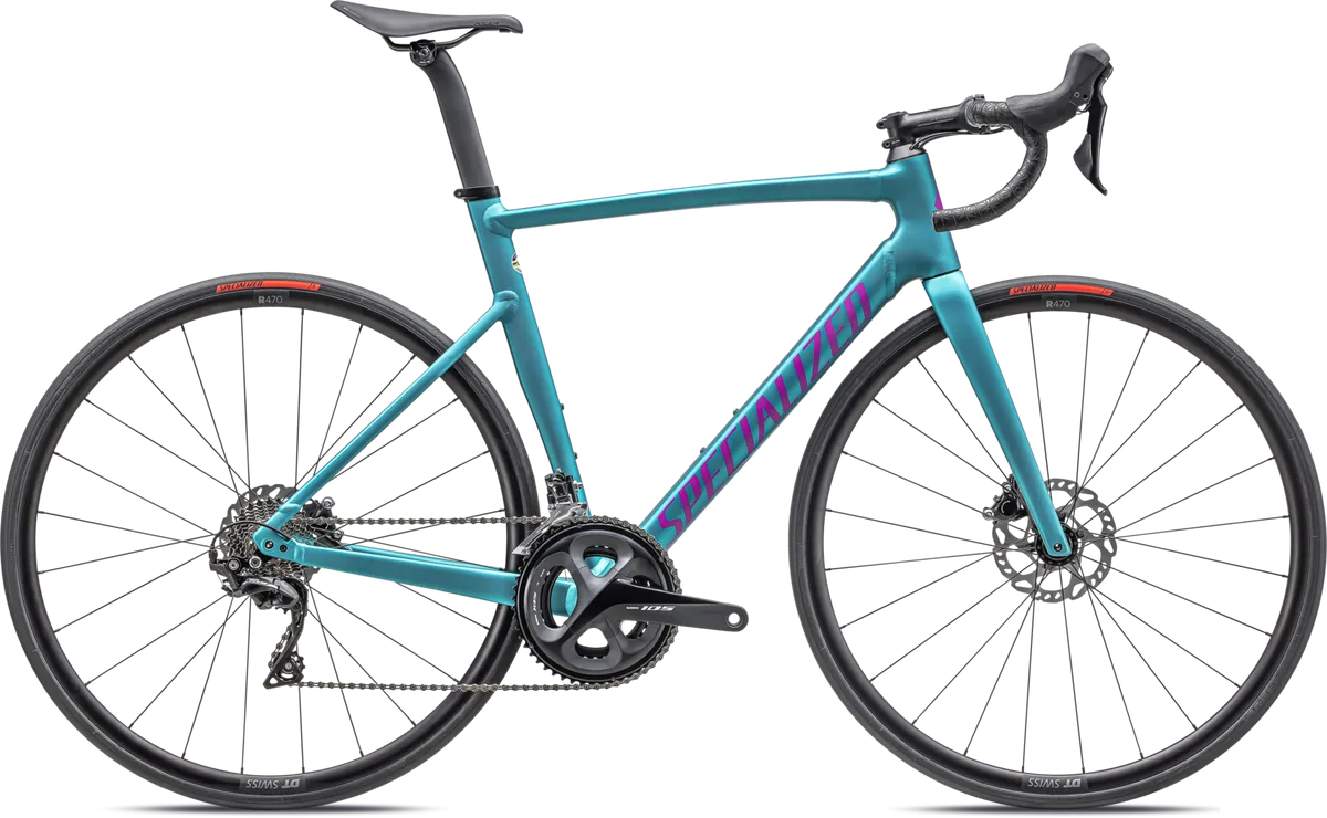 Allez Sprint Comp - Shimano 105 - Satin Lagoon Tint over Silver Dust/Purple Orchid / 49