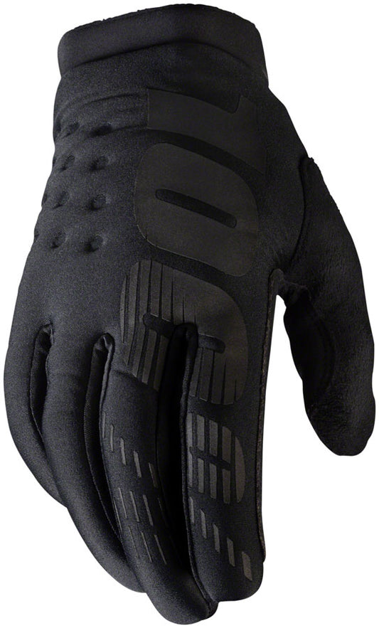 100% Brisker Gloves - Black Full Finger Men's X-Large