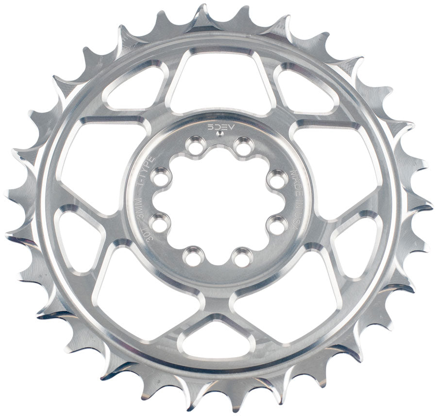 5DEV T-Type Direct Mount  Chainring - 30t 8-Bolt 3mm Offset Aluminum Black