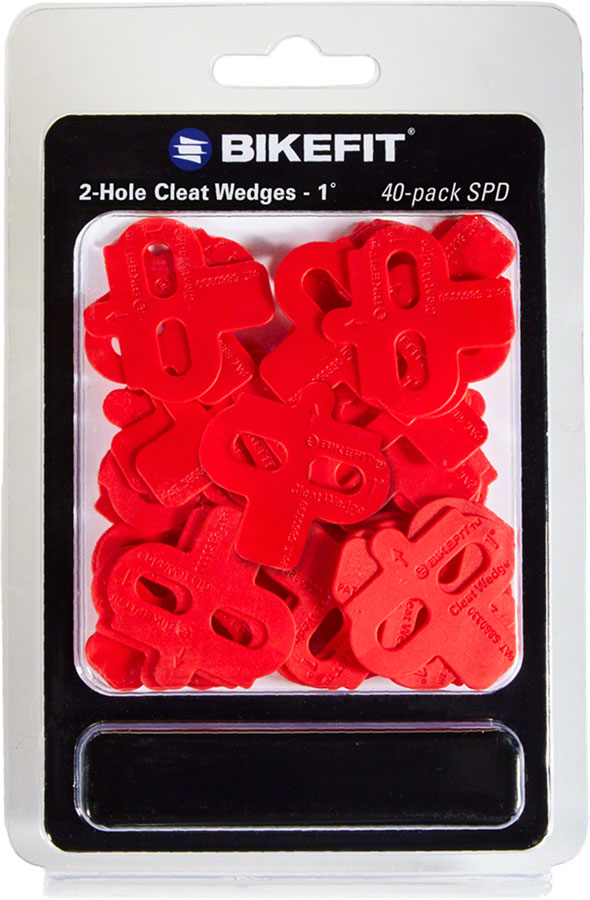 BikeFit Cleat Wedge - MTB/SPD Compatible 2-Hole 1 Degree 40-Pack