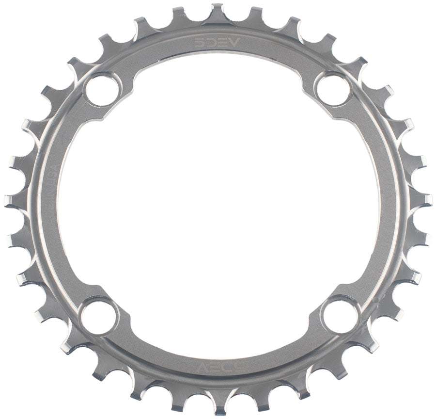 5DEV Titanium 104BCD Chainring - 32t 4-Bolt Raw Ti