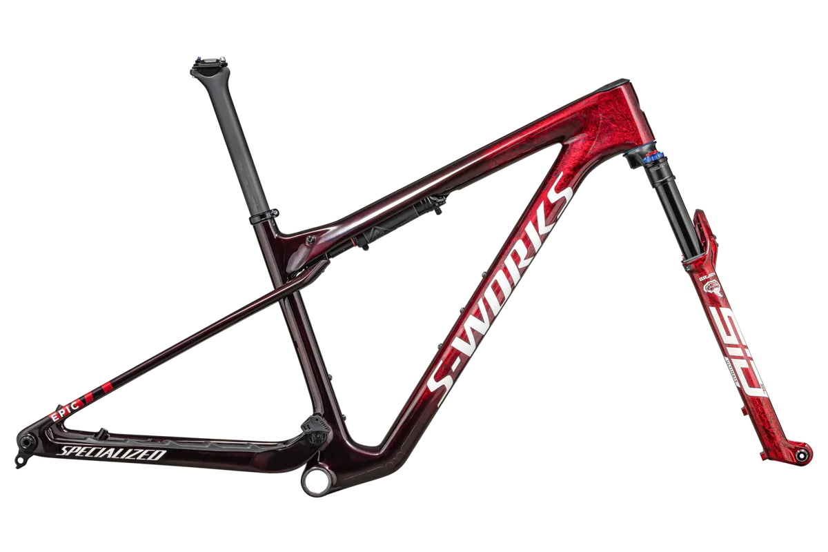 S-Works Epic World Cup Frameset - RockShox SIDLuxe WCID Ultimate - Gloss Red Tint / Flake Silver Granite / Metallic White Silver / XS