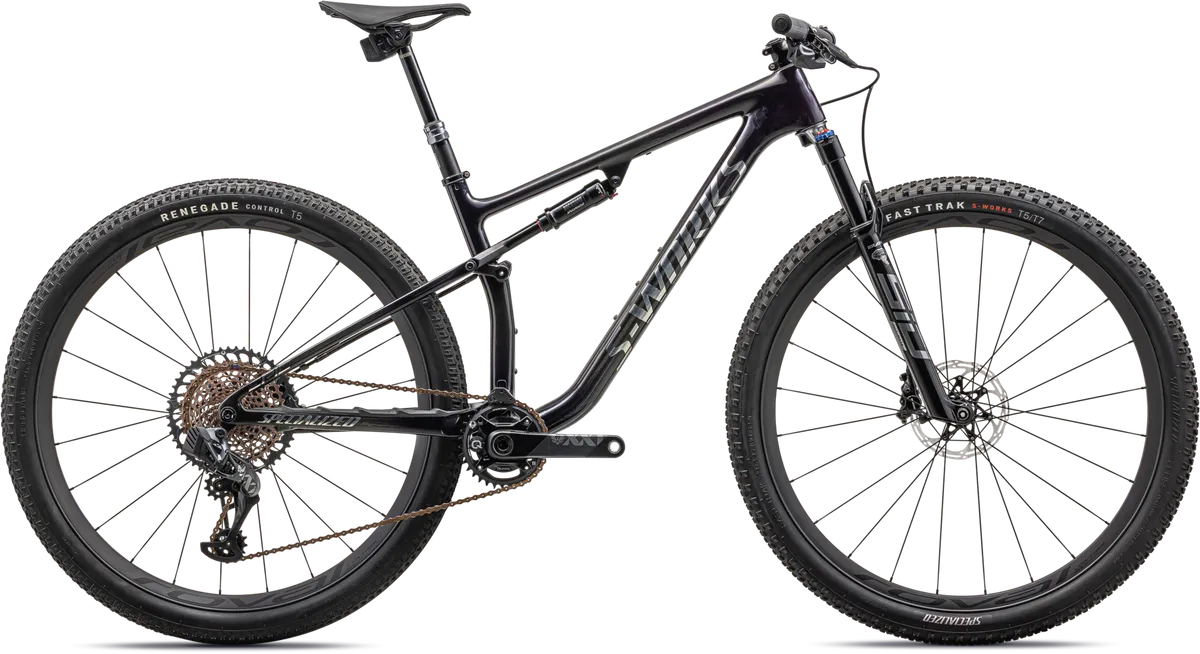 S-Works Epic - SRAM XX1 AXS, RockShox Ultimate BRAIN - GLOSS PURPLE TINT FADES OVER CARBON / CHROME / S