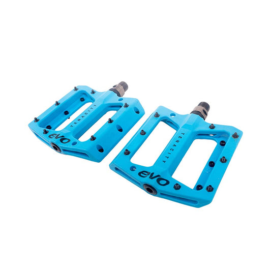 EVO Tenacity Platform Pedals Body: Nylon Spindle: Cr-Mo 9/16 Turquoise Pair