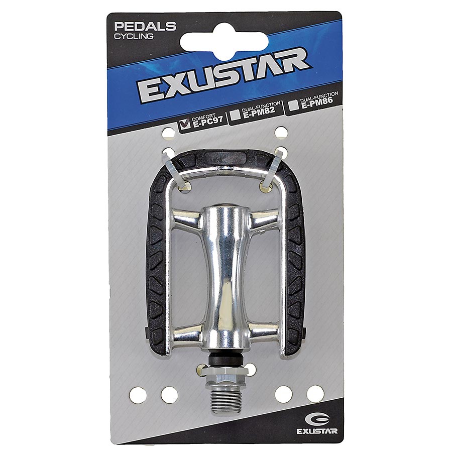 Exustar E-PC97 Non-Slip Platform Pedals Body: Aluminum Spindle: Cr-Mo 9/16 Black