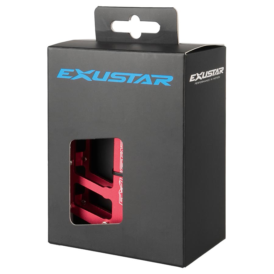 Exustar E-PB525 Platform Pedals Body: Aluminum Spindle: Cr-Mo 9/16 Red