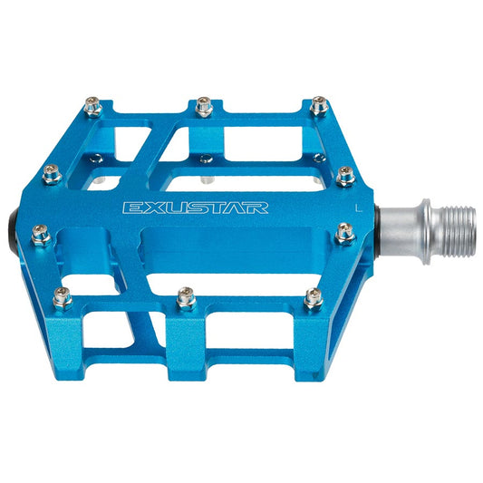 Exustar E-PB525 Platform Pedals Body: Aluminum Spindle: Cr-Mo 9/16 Blue