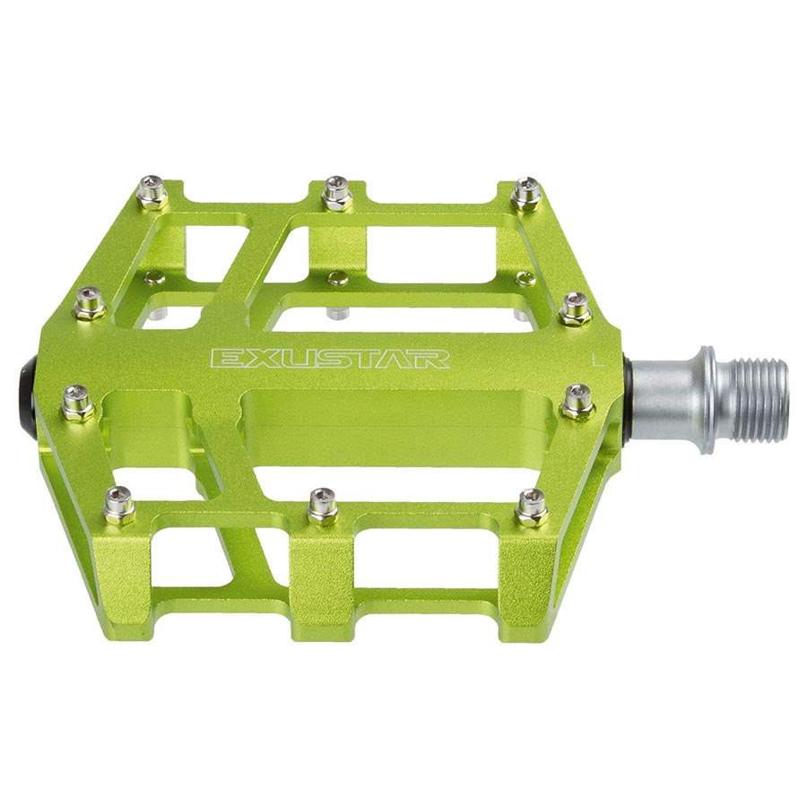 Exustar E-PB525 Platform Pedals Body: Aluminum Spindle: Cr-Mo 9/16 Green