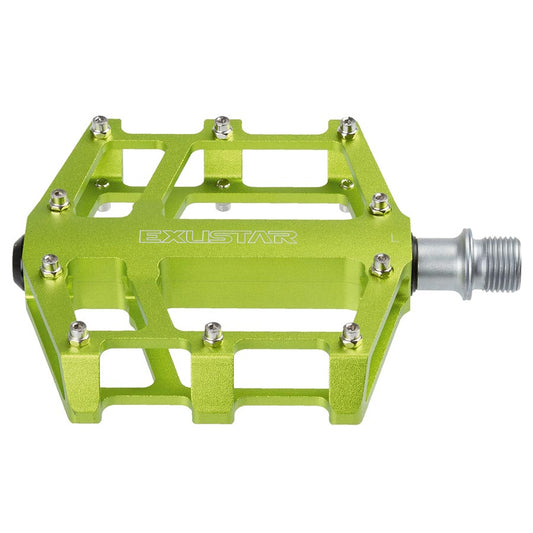 Exustar E-PB525 Platform Pedals Body: Aluminum Spindle: Cr-Mo 9/16 Green