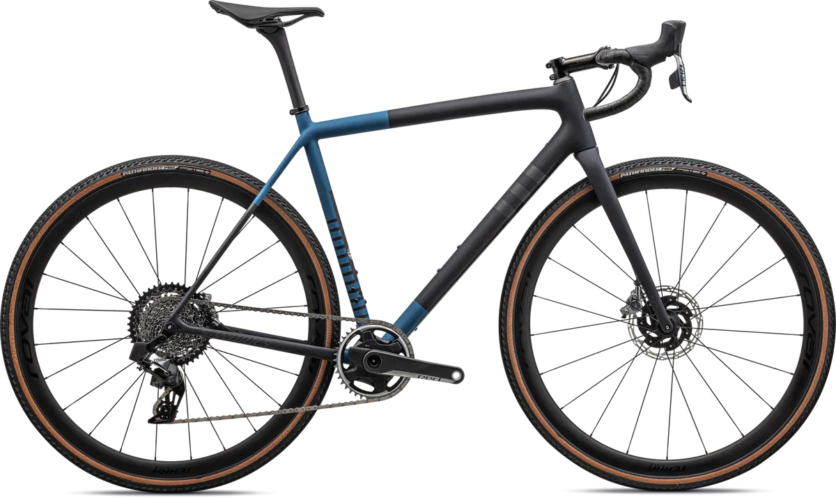 S-Works Crux - SRAM RED XPLR eTAP AXS - SATIN METALLIC DARK NAVY/MYSTIC BLUE/MIDNIGHT SHADOW METALLIC SPECKLE / 49
