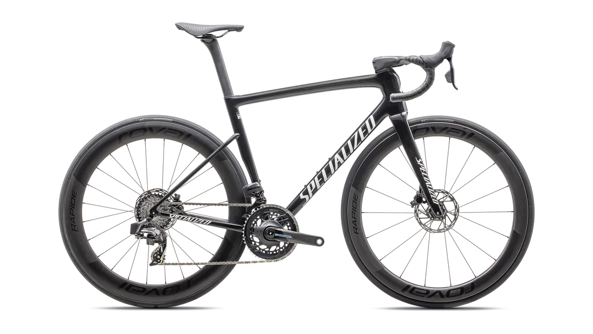 Tarmac SL8 Pro - SRAM Force eTAP AXS - Gloss Carbon / Metallic White Silver / 44