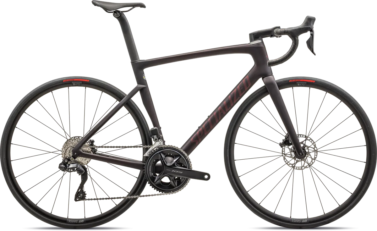 Tarmac SL7 Comp - Shimano 105 Di2 - SATIN RED TINT OVER CARBON / RED SKY / 44