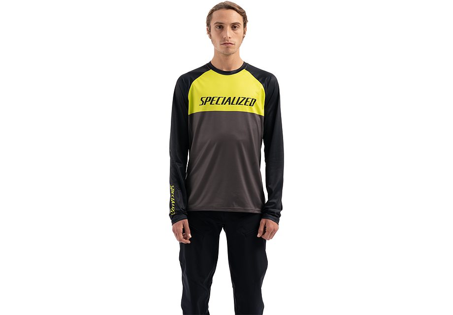 Specialized demo pro jersey ls hyper green / charcoal block s
