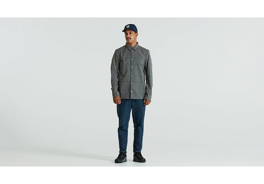 Specialized s/f riders flannel shirt ls men grey flag window xs