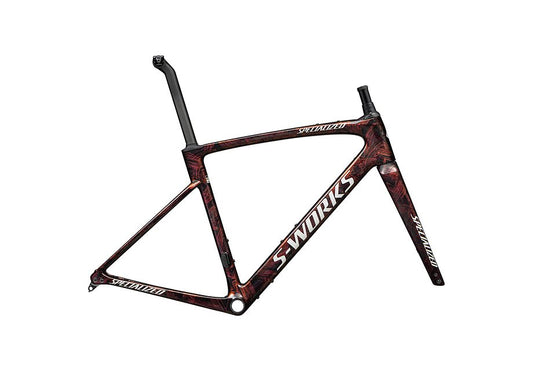 Specialized Roubaix S-Works Frmset Gloss Carbon / Red To Gold And Solidity Dry Brushed / Dune White 56
