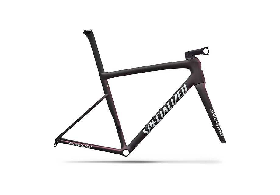 Specialized Tarmac Sl8 Frmset Satin Carbon / 100% Cqv Reflex Super Red Pearl Front Edge Fade / Metallic White Silver 54