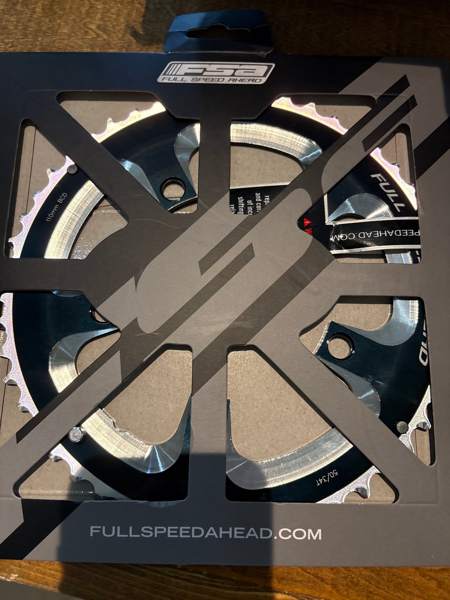 Full Speed Ahead Super Road Chainring - 50t 110 BCD 5-Bolt Aluminum N11 BLK/Silver