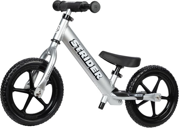 Strider 12 Pro Kids Balance Bike: Silver