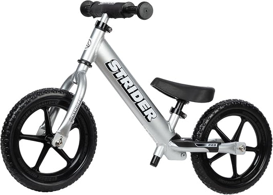 Strider 12 Pro Kids Balance Bike: Silver