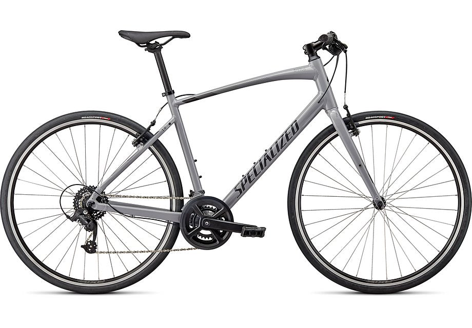 2023 Specialized sirrus 1.0 bike gloss cool grey / smoke / satin black reflective xs