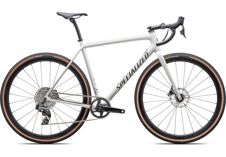 2025 Specialized crux expert bike gloss dune white/smoke liquid metal 49