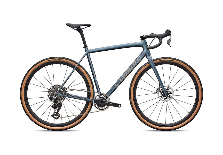 2026 Specialized Crux S-Works Bike Satin Gray Blue Fjord Metallic Desert Metallic 56