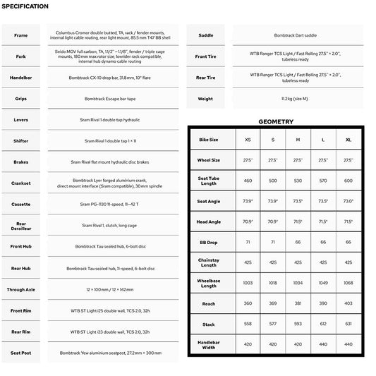 Bombtrack HOOK EXT Road Bicycle 650B Matte Black M