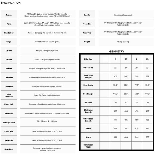 Bombtrack Beyond+ ADV Touring Bicycle 29 Matte Black S