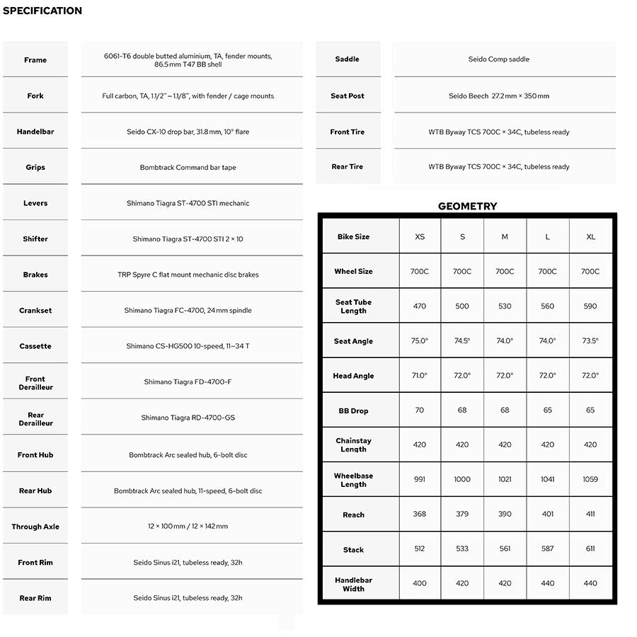 Bombtrack Audax AL Road Road Bicycle 700C Grey M