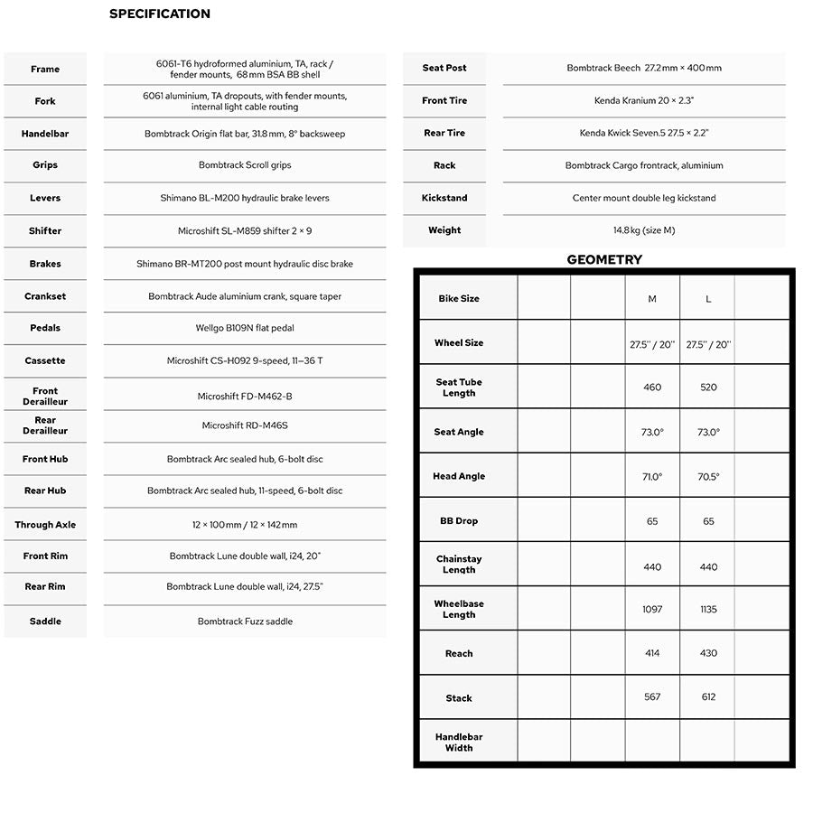 Bombtrack Munroe Cargo Commuter Bicycle 20 Matte Turquoise M