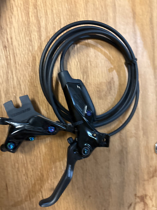 SRAM G2 Ultimate Disc Brake Lever - Rear Post Mount Carbon Lever Titanium Hardware Gloss BLK Rainbow Hardware A2