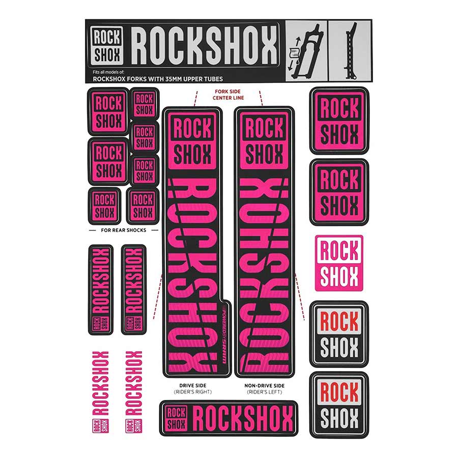 RockShox Fork Decal Kit - 35mm Magenta