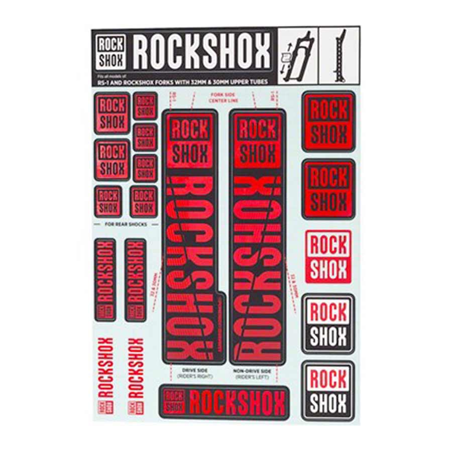RockShox Fork Decal Kit - 30/32mm/RS1 Red