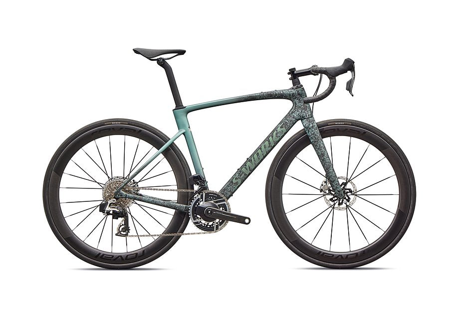 2026 Specialized Roubaix S-Works Axs Bike Satin Carbon/Fjord Metallic Dust Dry Impasto + Fade/Gloss Premium Fjord Metallic 54