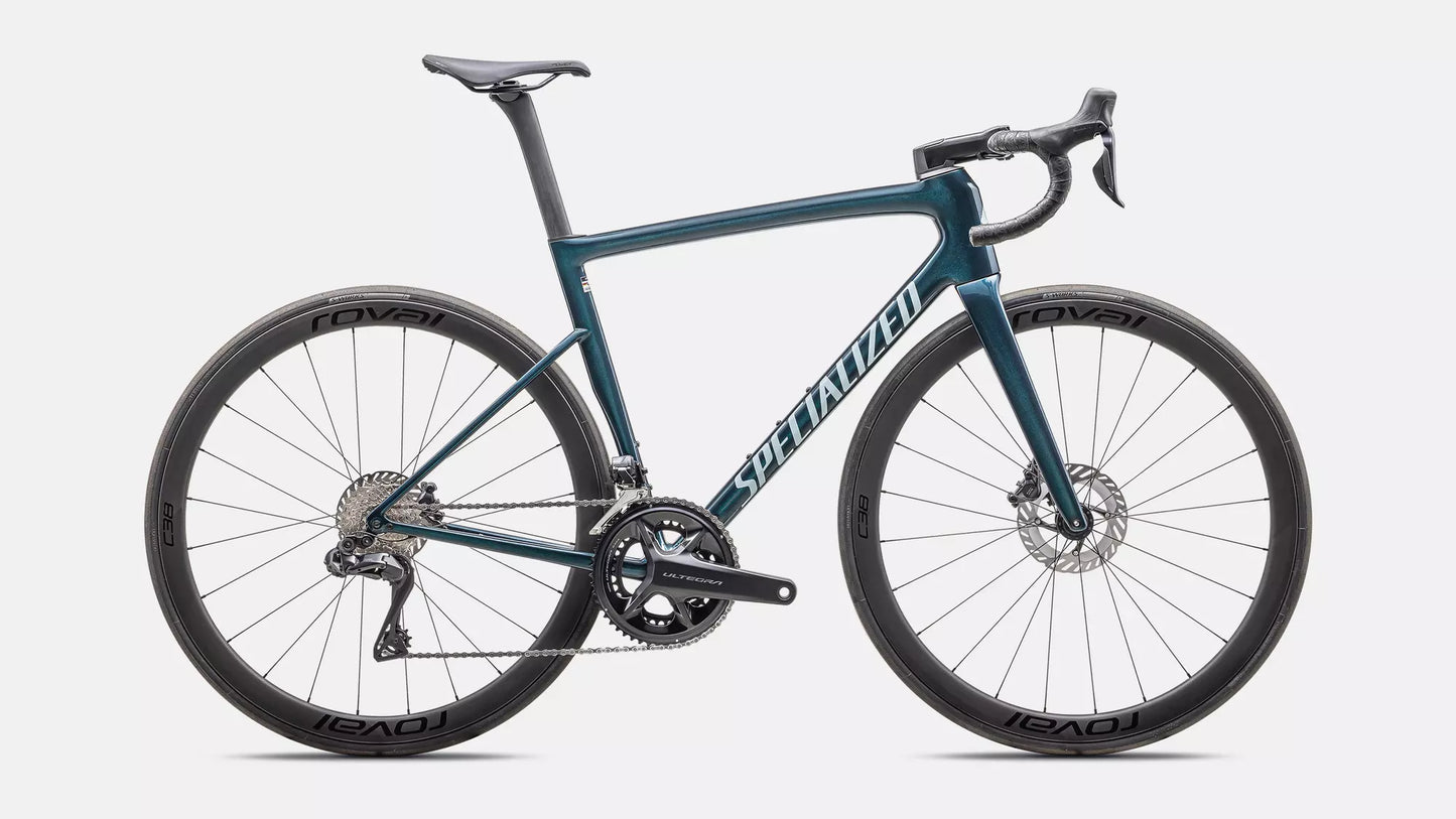 2025 Specialized tarmac sl8 expert di2 bike gloss deep lake metallic / green pearl over seafoam 54