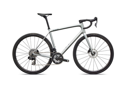 2026 Specialized Aethos Pro Axs Bike Gloss Shadow Silver / Emerald Metallic 54