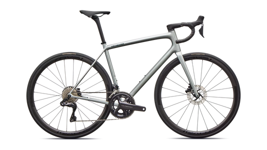 2026 Specialized Aethos Pro Di2 Bike Gloss Shadow Silver / Emerald Metallic 61 [b2bsync]