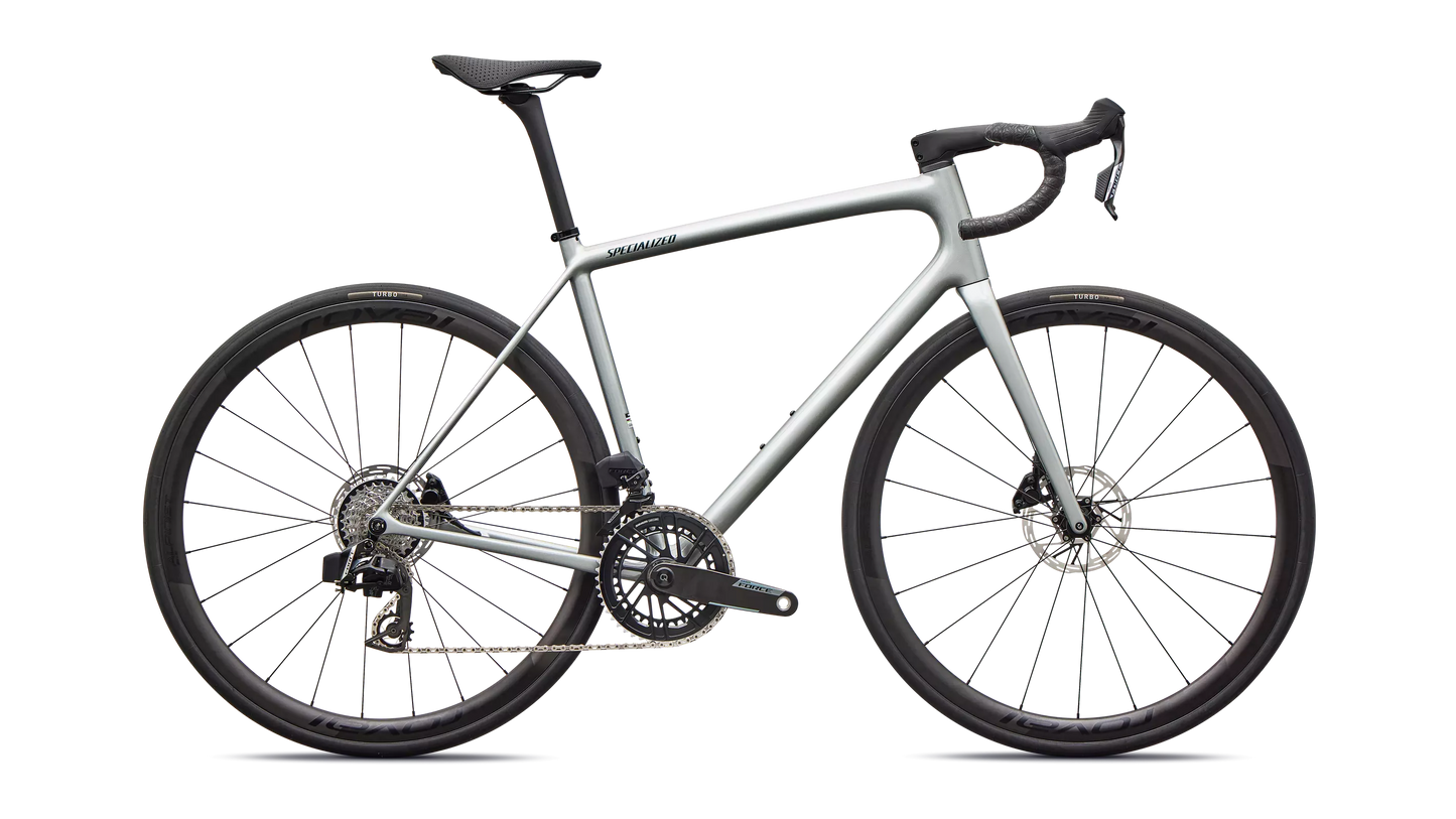 2026 Specialized Aethos Pro Axs Bike Gloss Shadow Silver / Emerald Metallic 61 [b2bsync]
