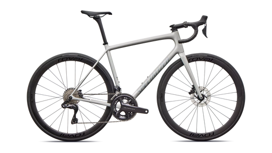 2026 Specialized Aethos Expert Di2 Bike Gloss Dolomite Metallic / Blue Pearl Over Shadow Silver 61 [b2bsync]