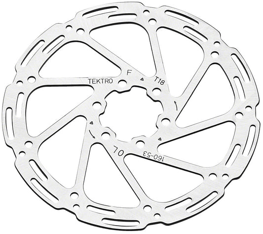 Tektro TR180-53 Disc Rotor - 180mm 6-Bolt 1.8mm Thickness For 4-Piston Calipers Silver