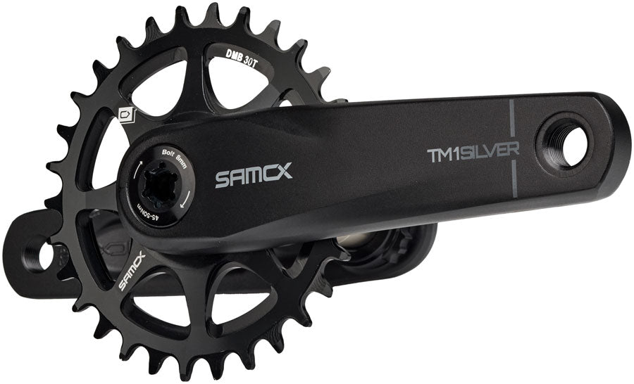 Samox Silver TM-1 Crankset - 165mm 3-Bolt Direct Mount 30t Chainring 24mm Chromoly Spindle BLK