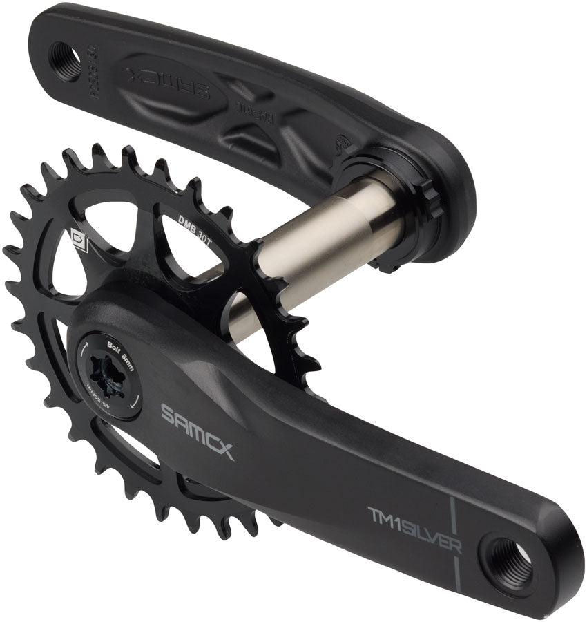 Samox Silver TM-1 Crankset - 165mm 3-Bolt Direct Mount 30t Chainring 24mm Chromoly Spindle BLK